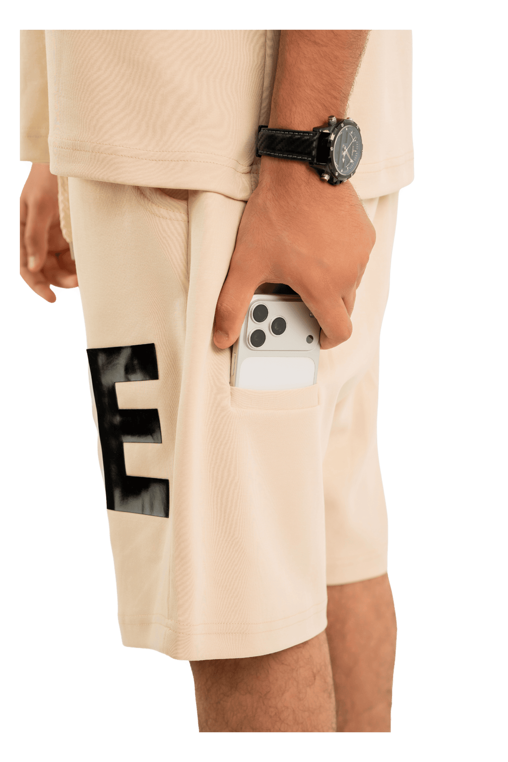 WAVE Oversized T-Shirt & Shorts Set – Beige