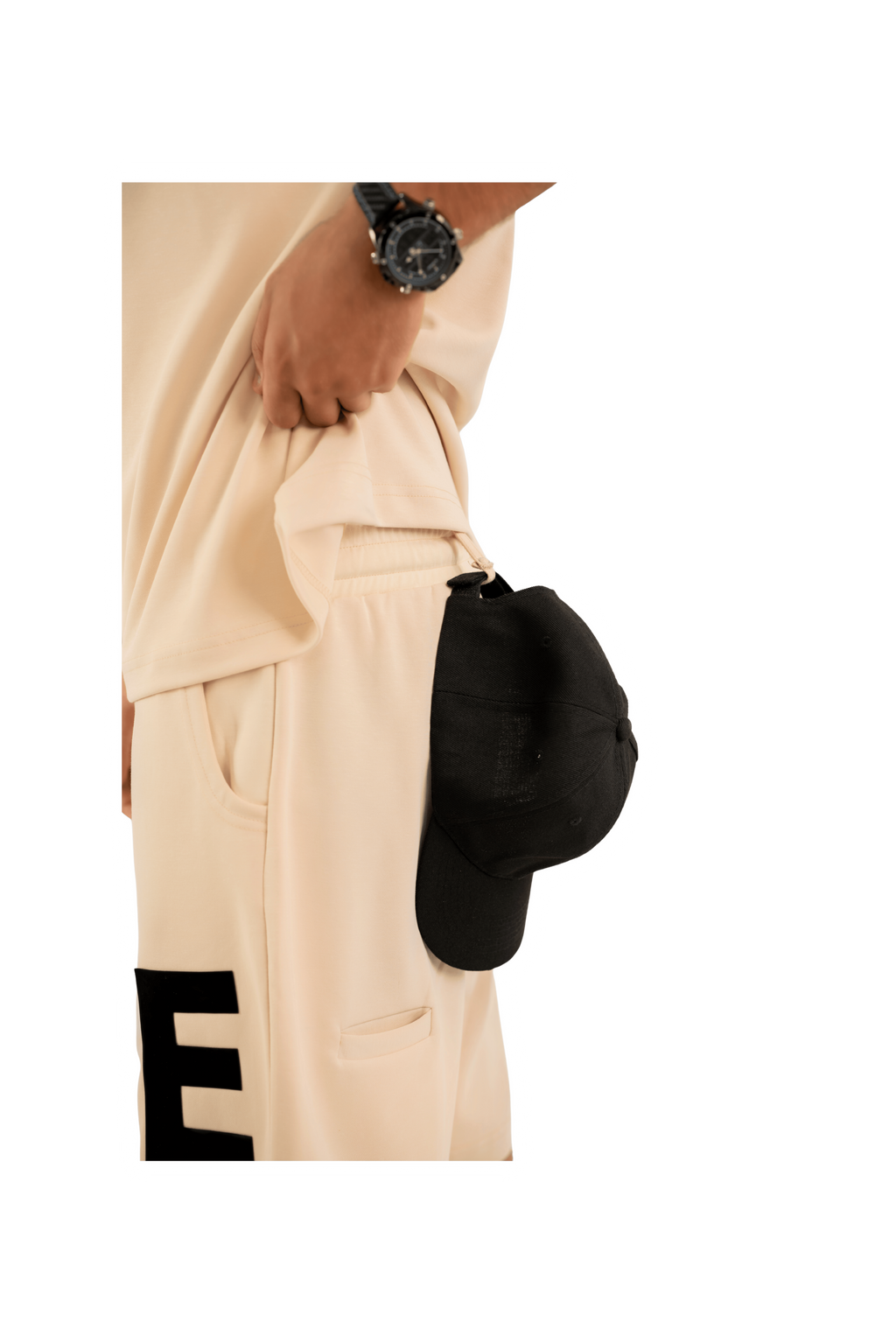WAVE Oversized T-Shirt & Shorts Set – Beige