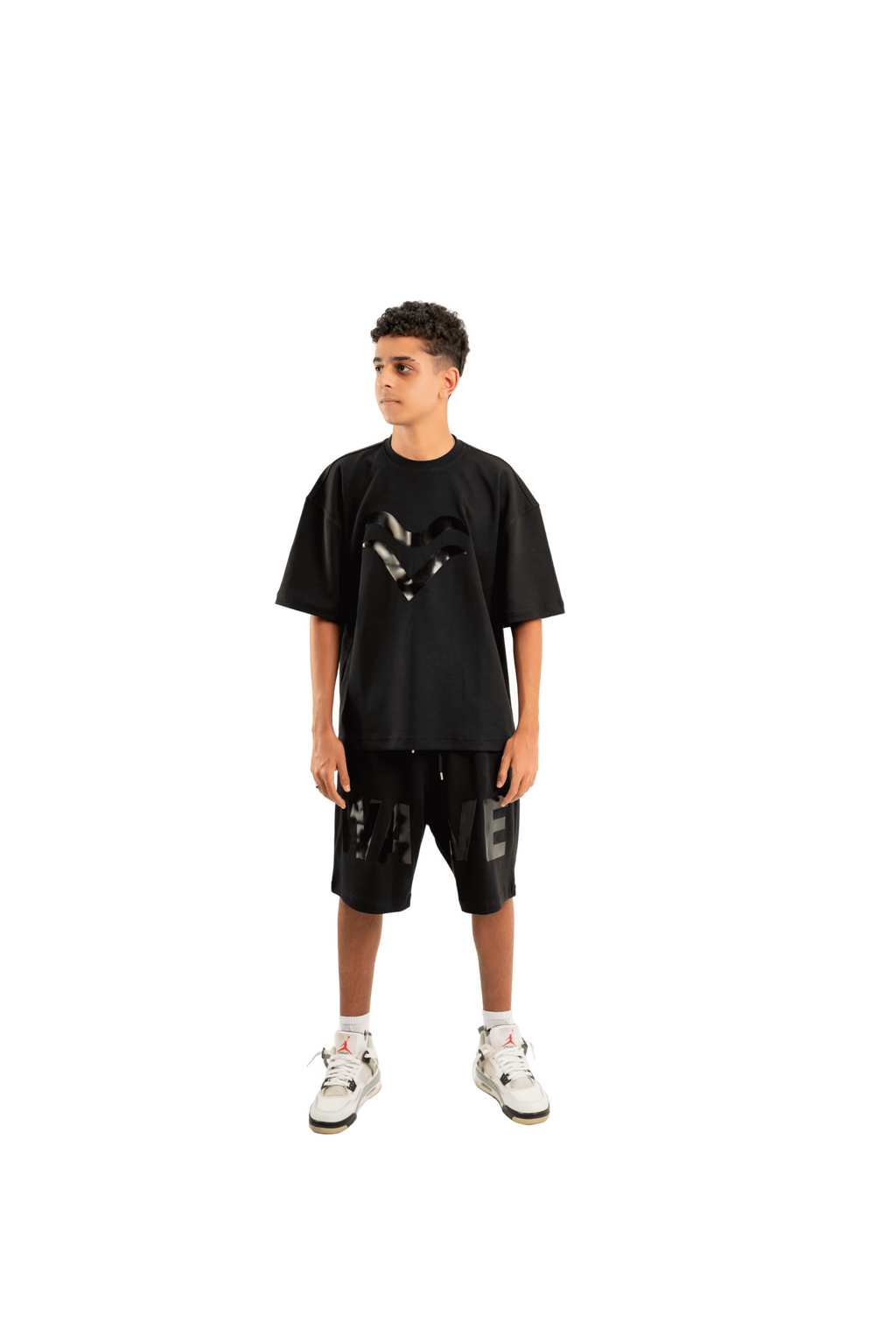 WAVE Oversized T-Shirt & Shorts Set – Black