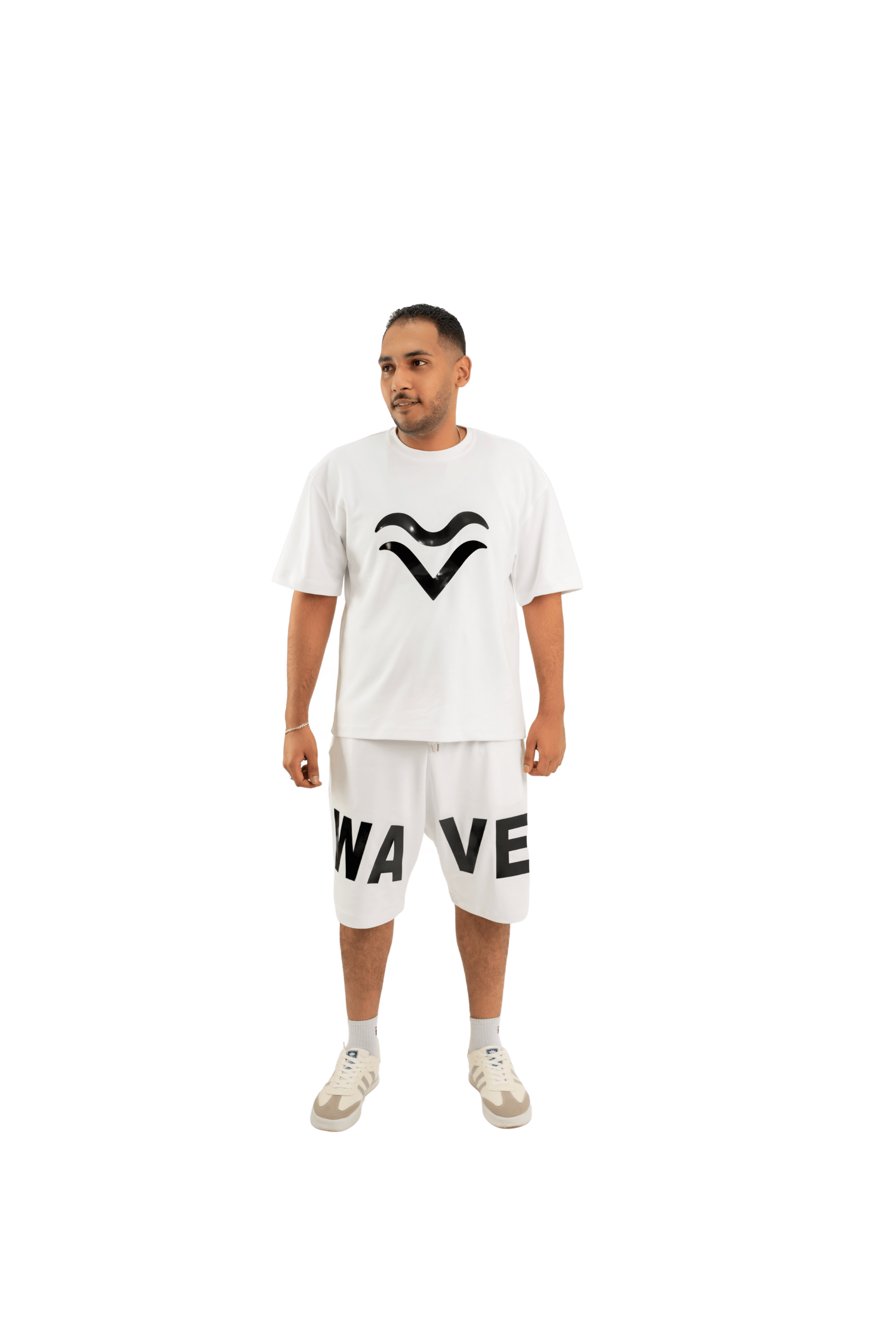 WAVE Oversized T-Shirt & Shorts Set – White