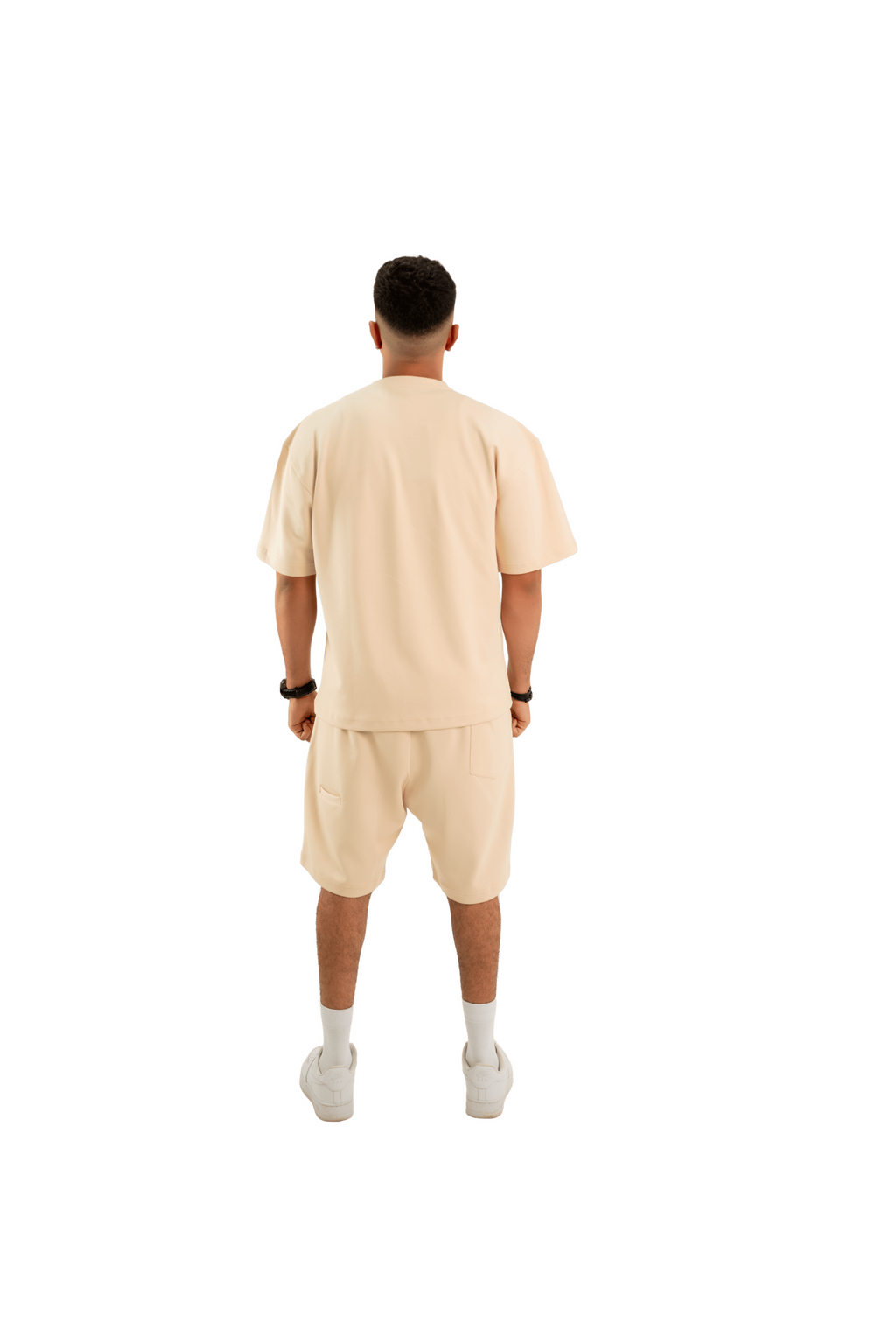 WAVE Oversized T-Shirt & Shorts Set – Beige