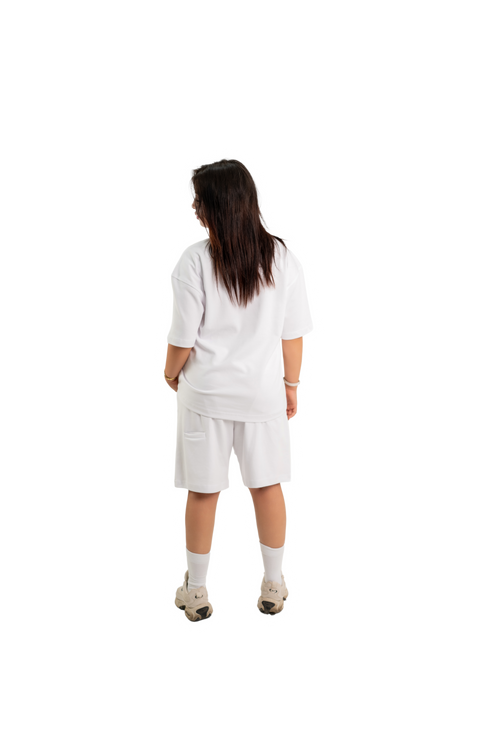 WAVE Oversized T-Shirt & Shorts Set – White