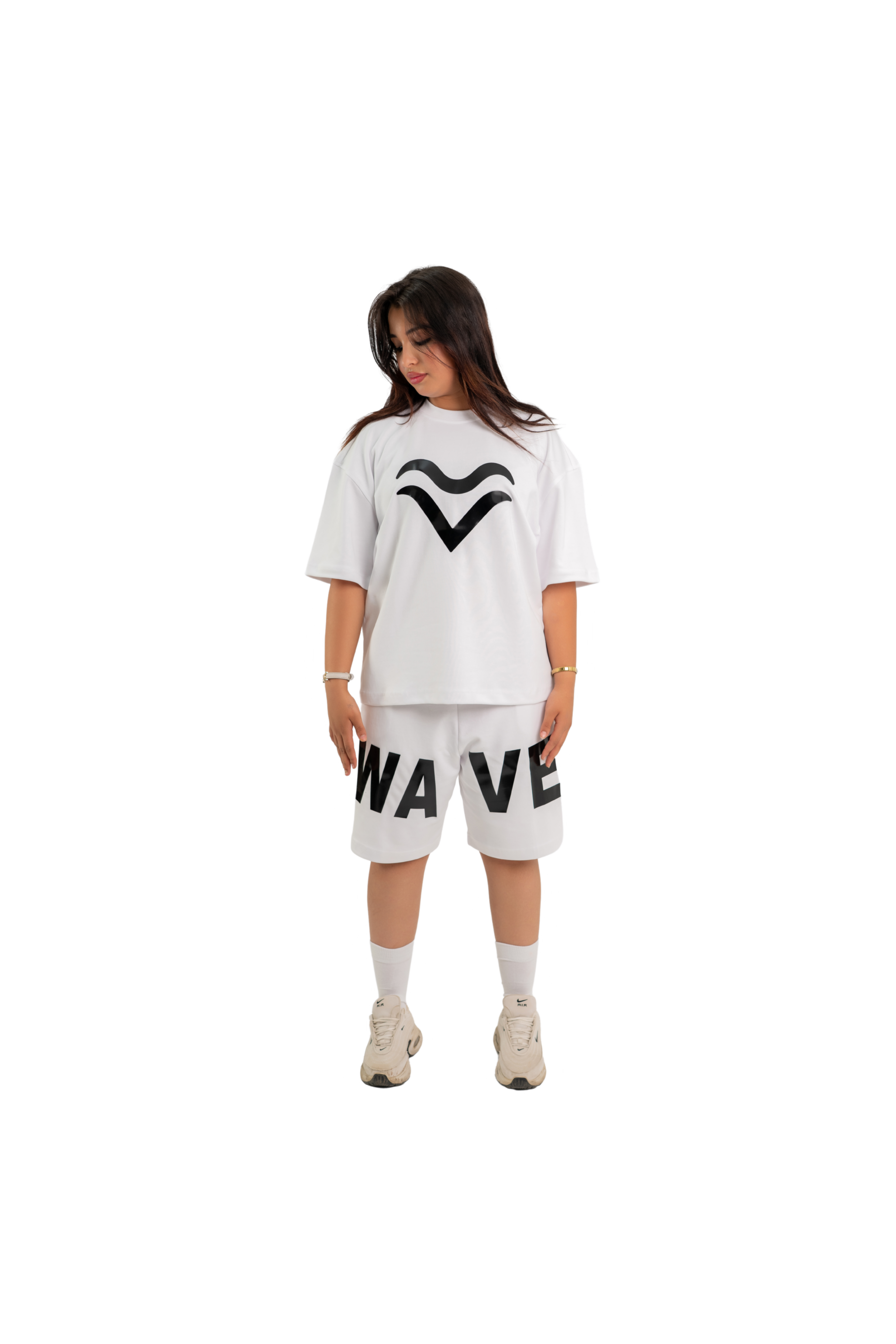WAVE Oversized T-Shirt & Shorts Set – White