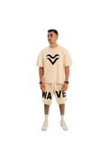 WAVE Oversized T-Shirt & Shorts Set – Beige