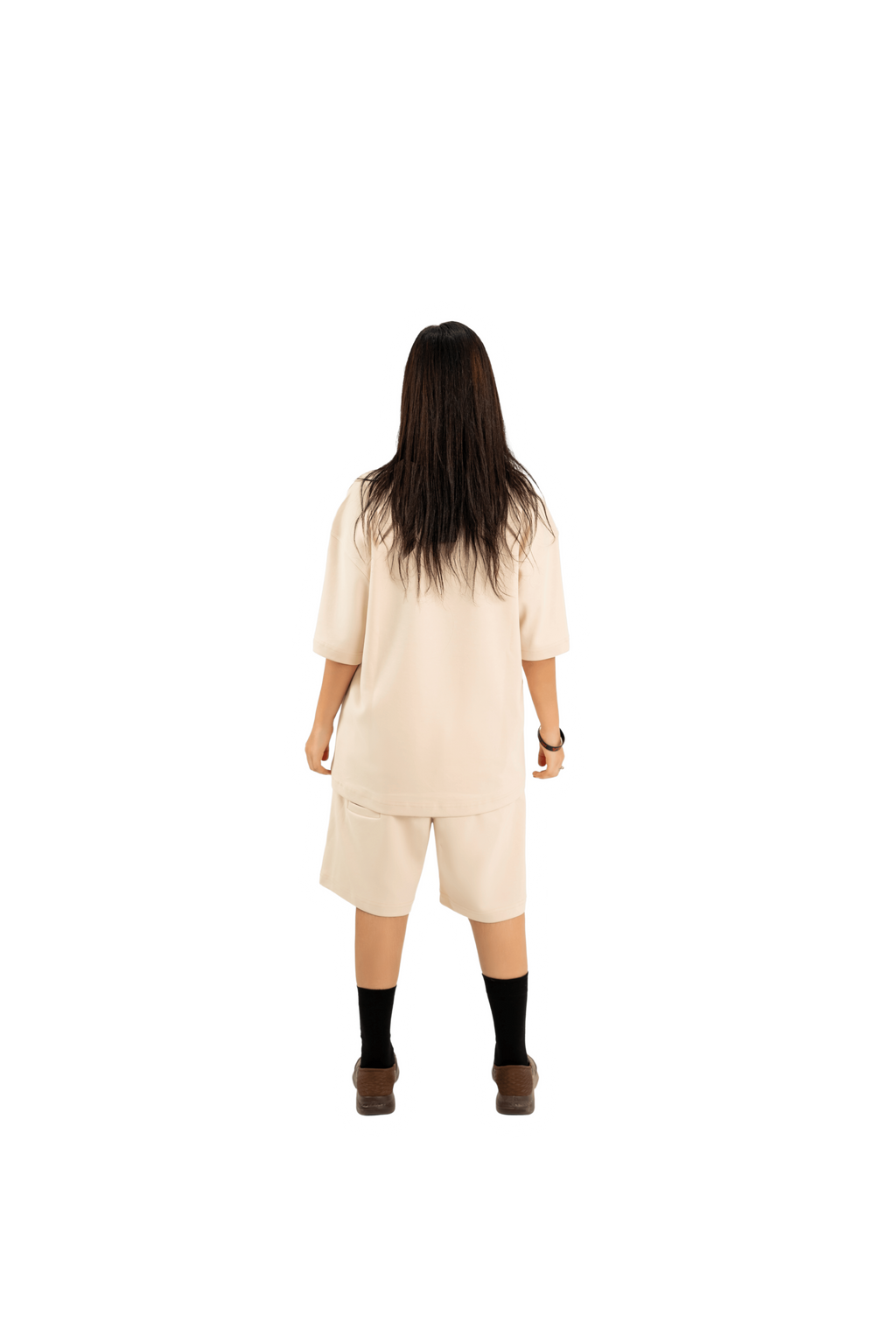 WAVE Oversized T-Shirt & Shorts Set – Beige