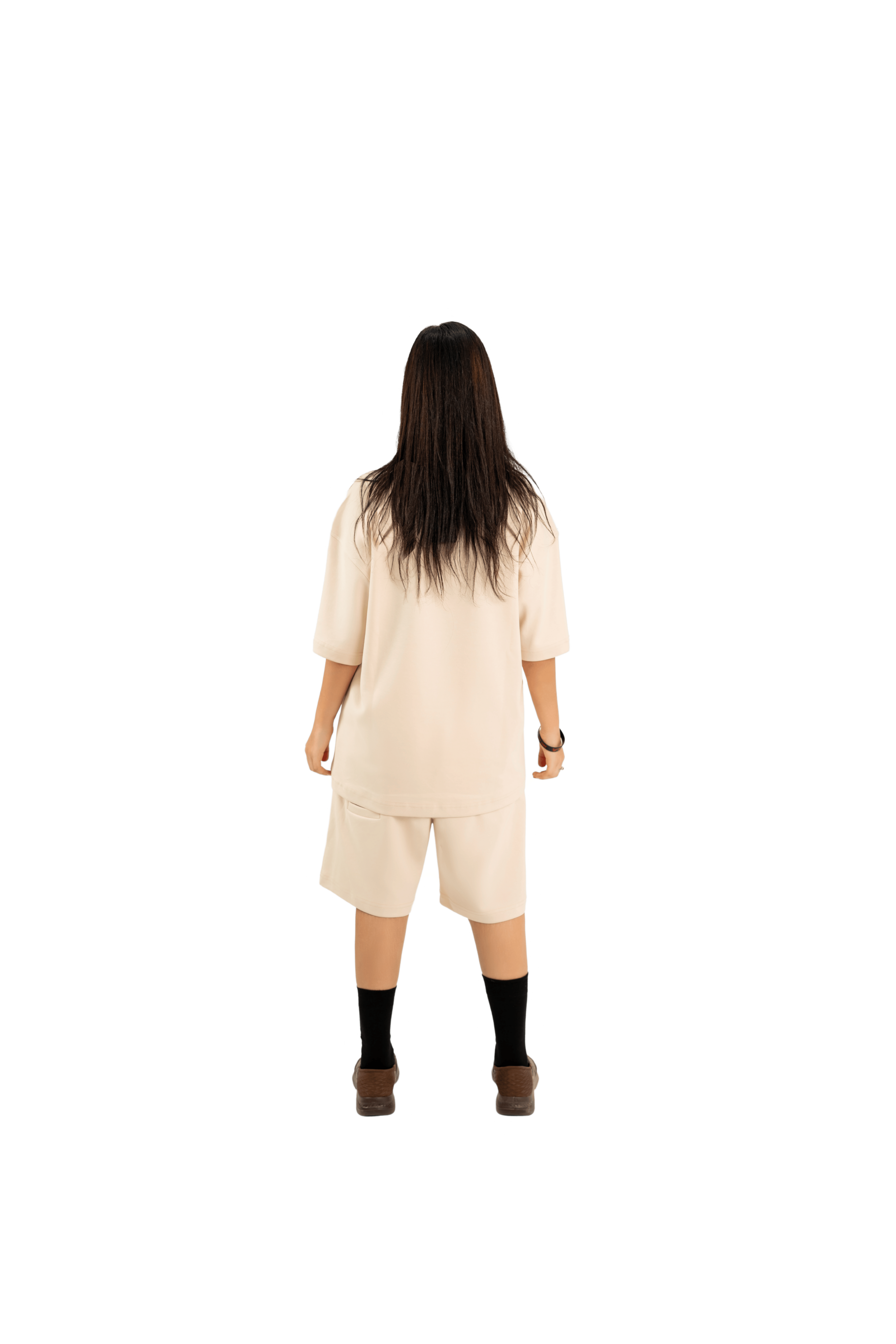 WAVE Oversized T-Shirt & Shorts Set – Beige